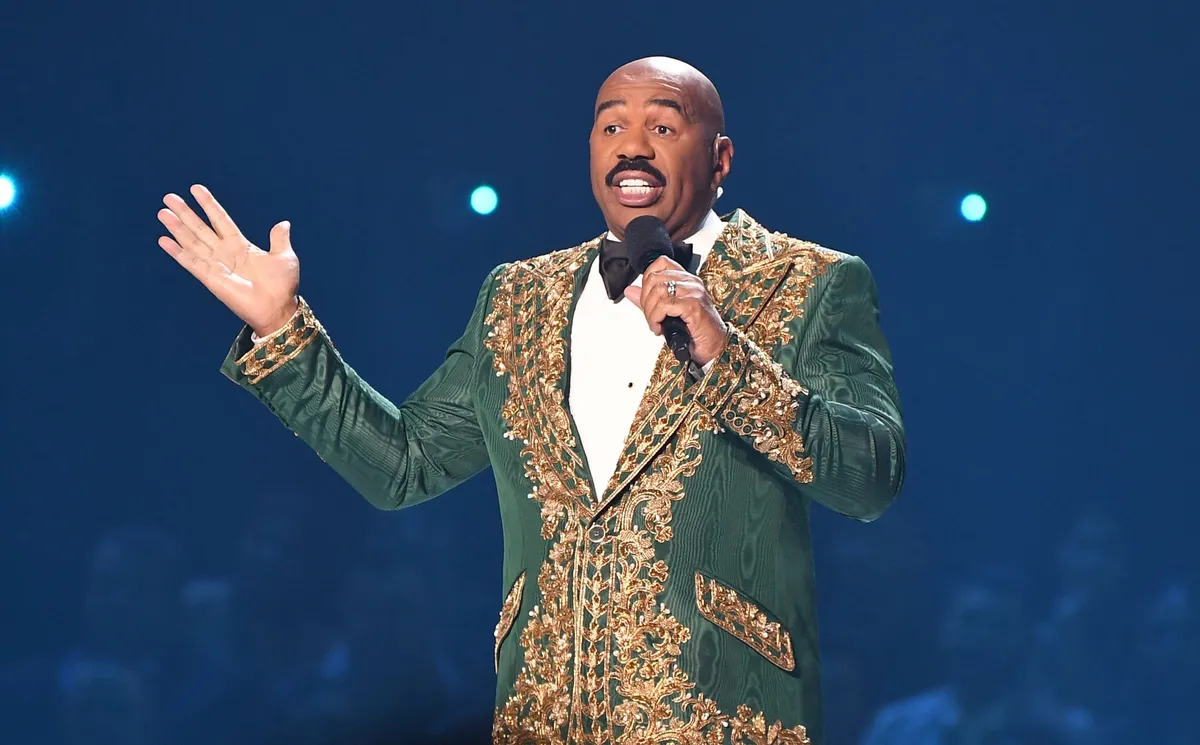 Steve Harvey speaks onstage during the Miss Universe pageant at Tyler Perry Studios on December 8, 2019. | Photo: Getty Images