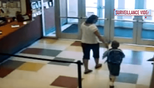 Amy Pitzen with Timmothy leaving the school. | Source: YouTube/ True Crime Daily