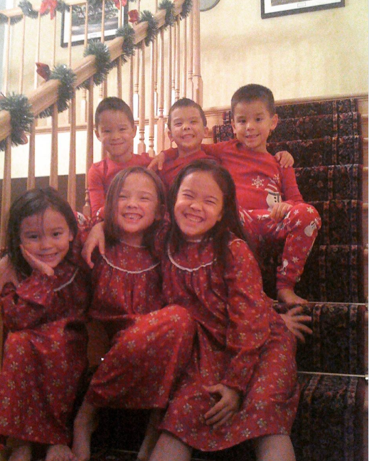 The children eventually grew up and moved on to the next chapters of their lives, but their mom's social media still features tons of their childhood images. In this photo, they posed in Christmas pajamas on December 19, 2017. | Source: Instagram/kateplusmy8