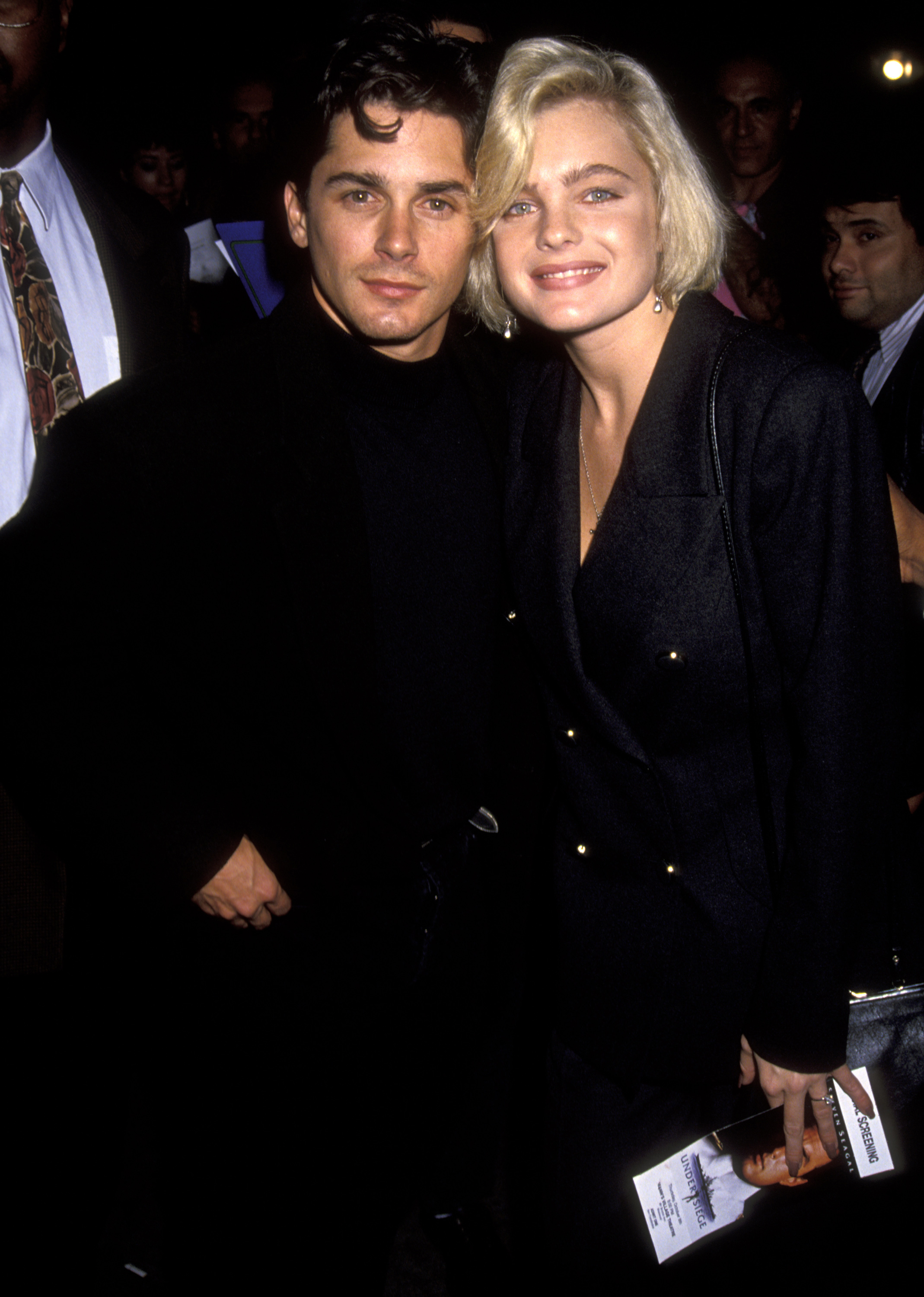 Billy Warlock and Erika Eleniak at the premiere of "Under Siege" on October 8, 1992, in Westwood, California. | Source: Getty Images