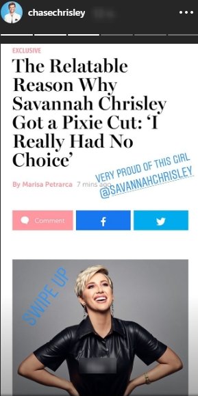 Chase Chrisley sharing a screenshot of his sister's magazine interview. | Photo: instagram/@chasechrisley/