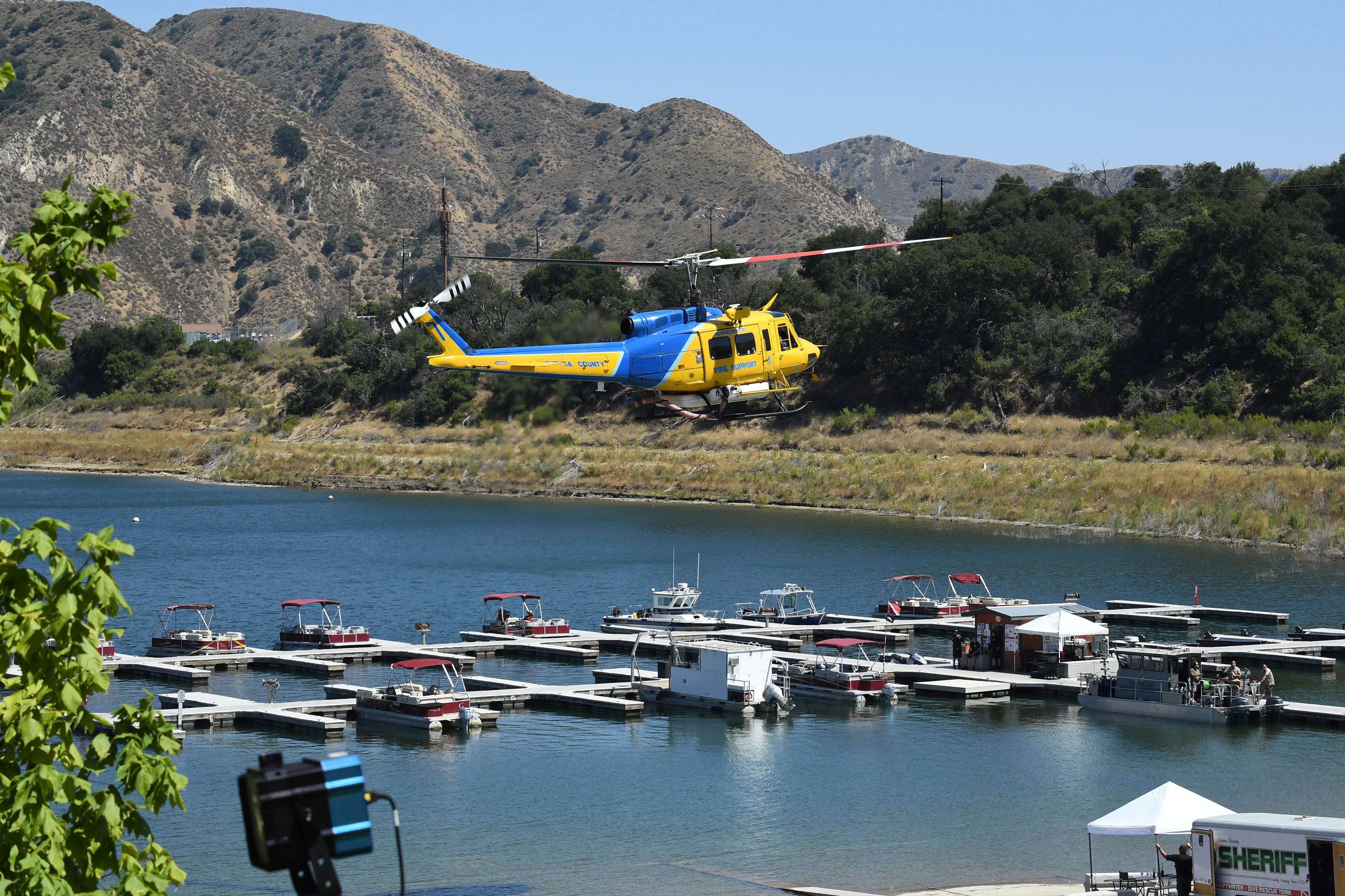 A Ventura County Sheriff's helicopter returns to base as search efforts continued to find the missing woman on July 10, 2020 | Source: Getty Images