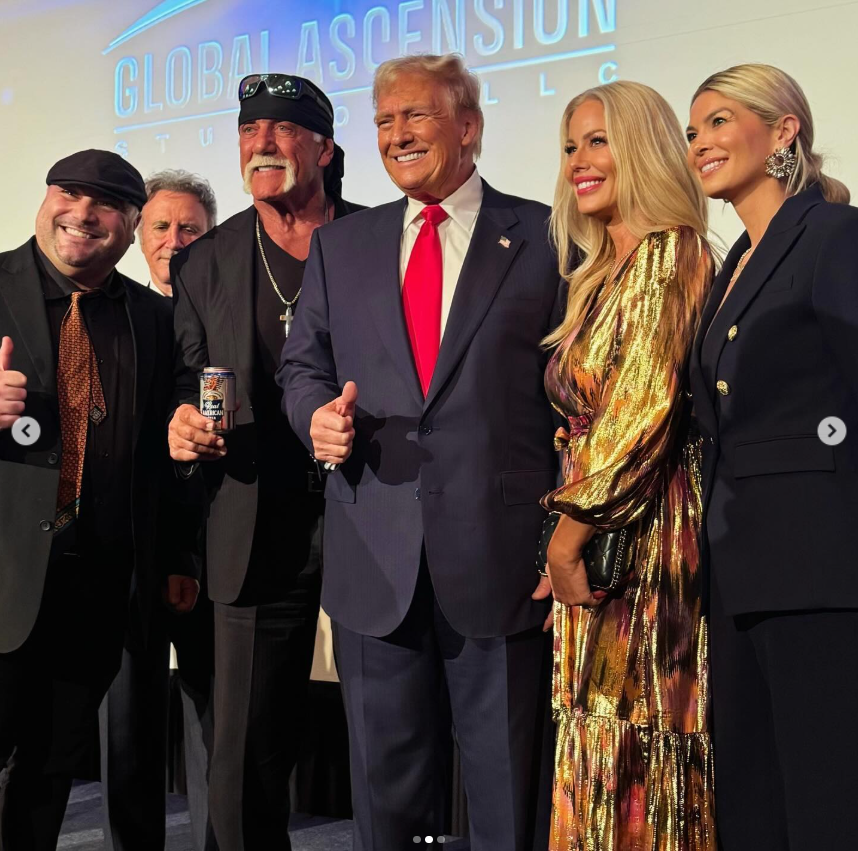 Donald Trump, Hulk and his wife, Sky Hogan photograph with some other person, from a post dated October 23, 2024 | Source: Instagram/mrs.sky.hogan