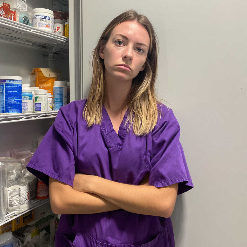 A woman wearing purple scrubs | Source: Midjourney
