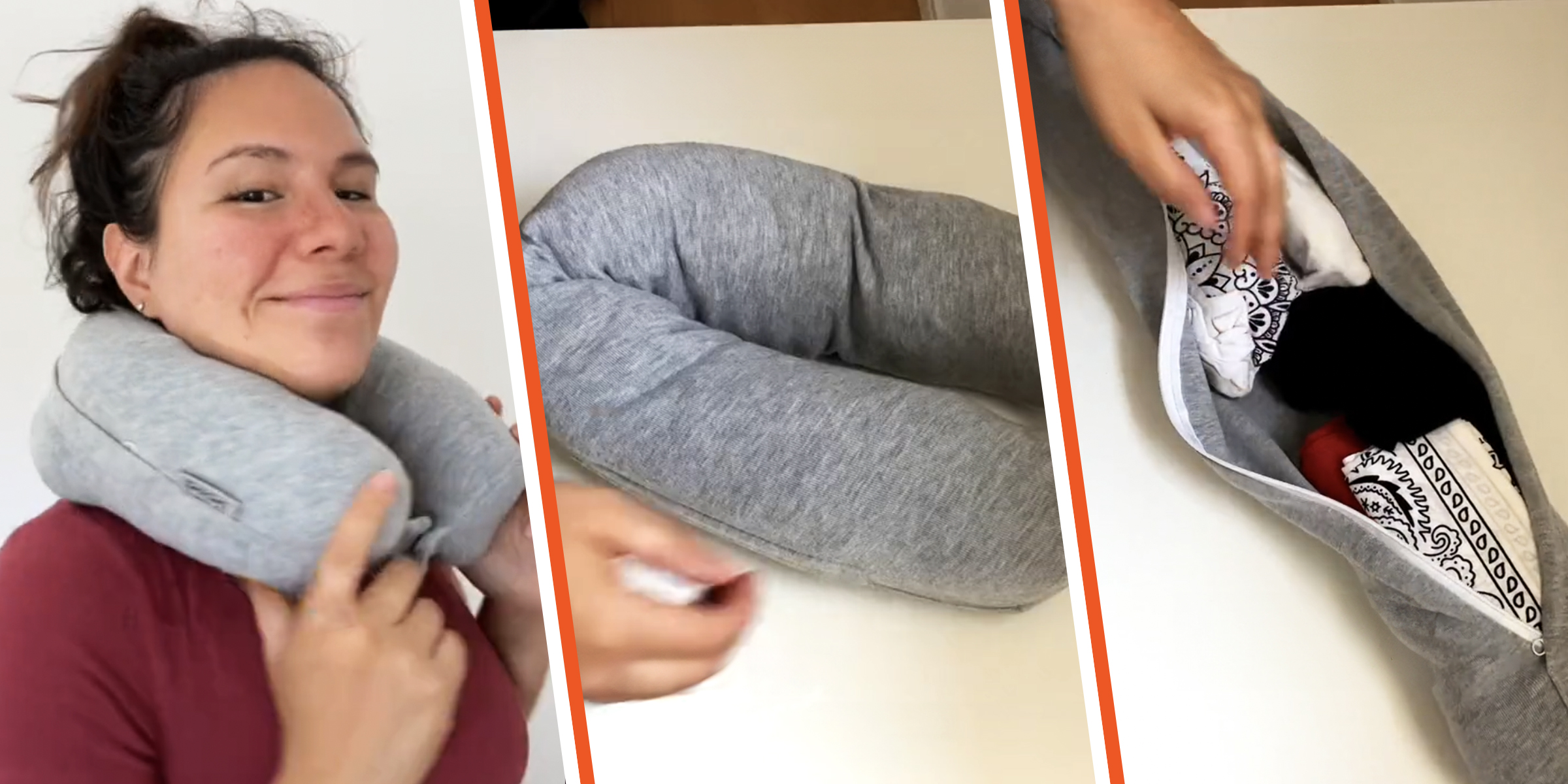 TikToker Flavia with her travel pillow | Source: tiktok.com/latinatraveler