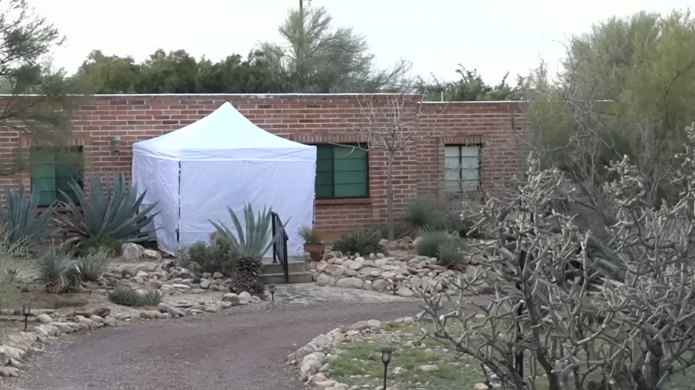A tent placed on Nancy Guthrie's front porch, from a report dated February 12, 2026 | Source: YouTube/Fox News