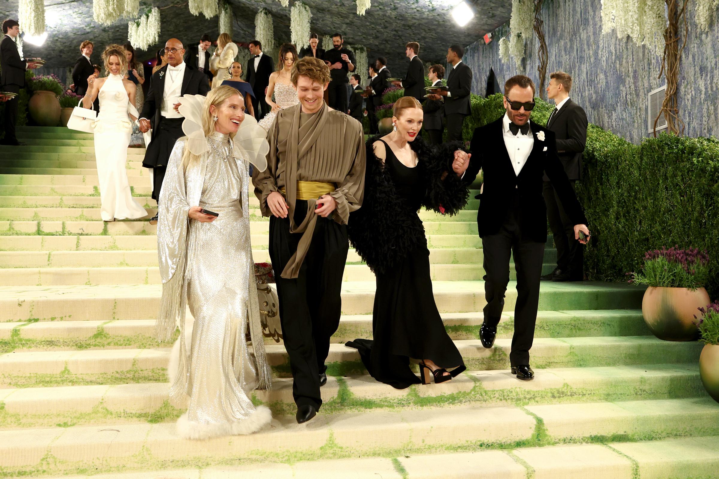Dree Hemingway, Joe Alwyn, Julianne Moore, and Tom Ford depart the 2026 Met Gala | Source: Getty Images