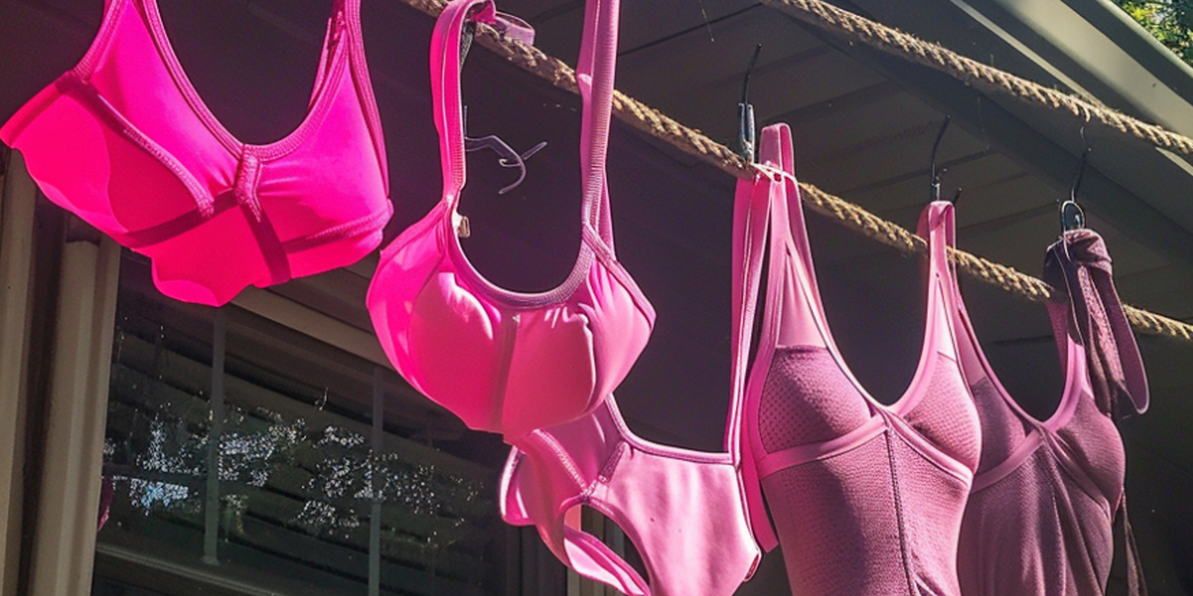 Pink bras on a clothesline | Source: AmoMama