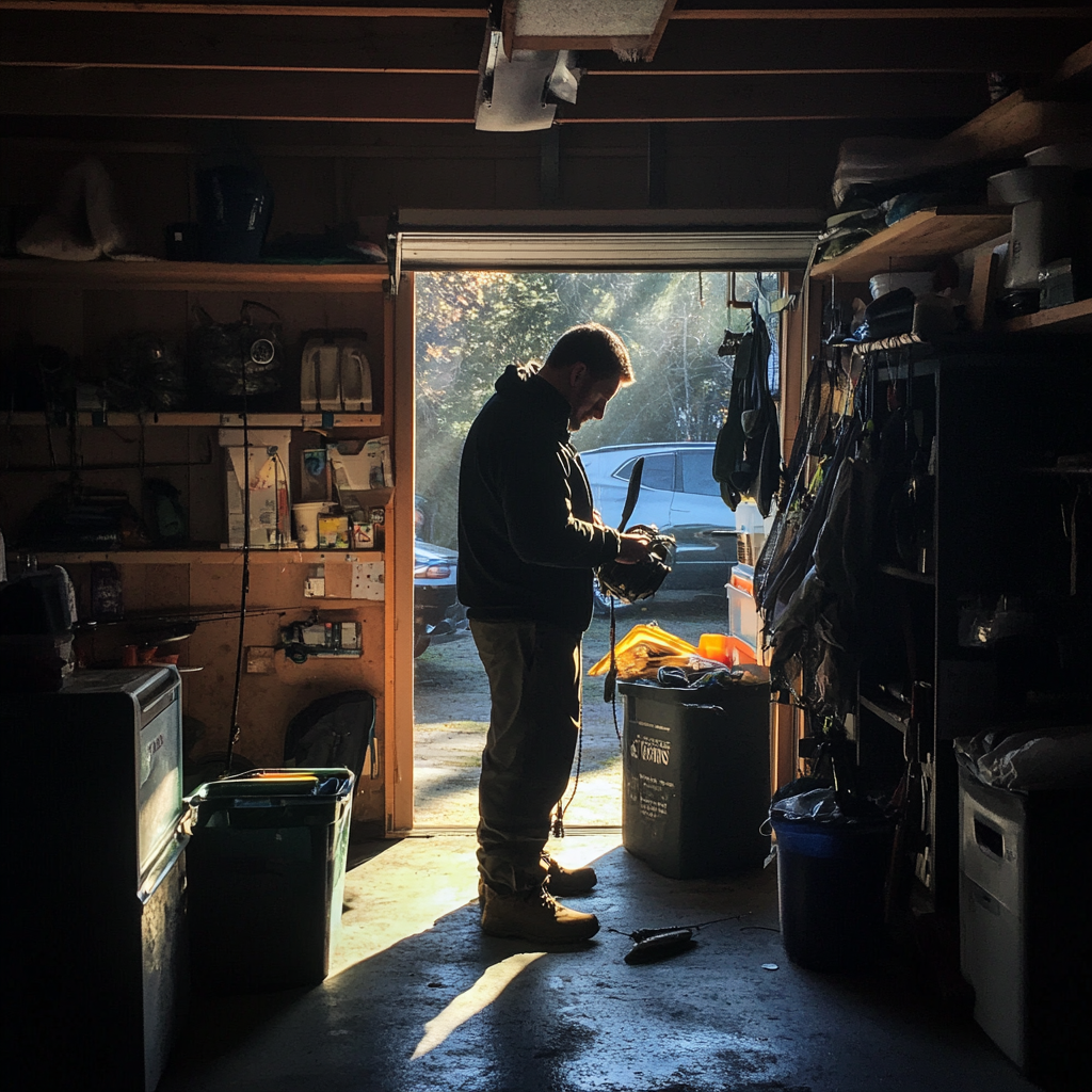 A man packing his fishing gear | Source: Midjourney