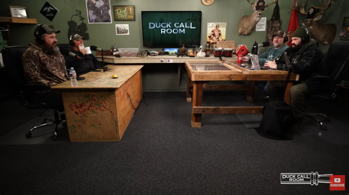 Justin Martin, John Godwin, Phillip McMillan, and John-David on the "Duck Call Room" podcast | Source: YouTube/duckcallroom