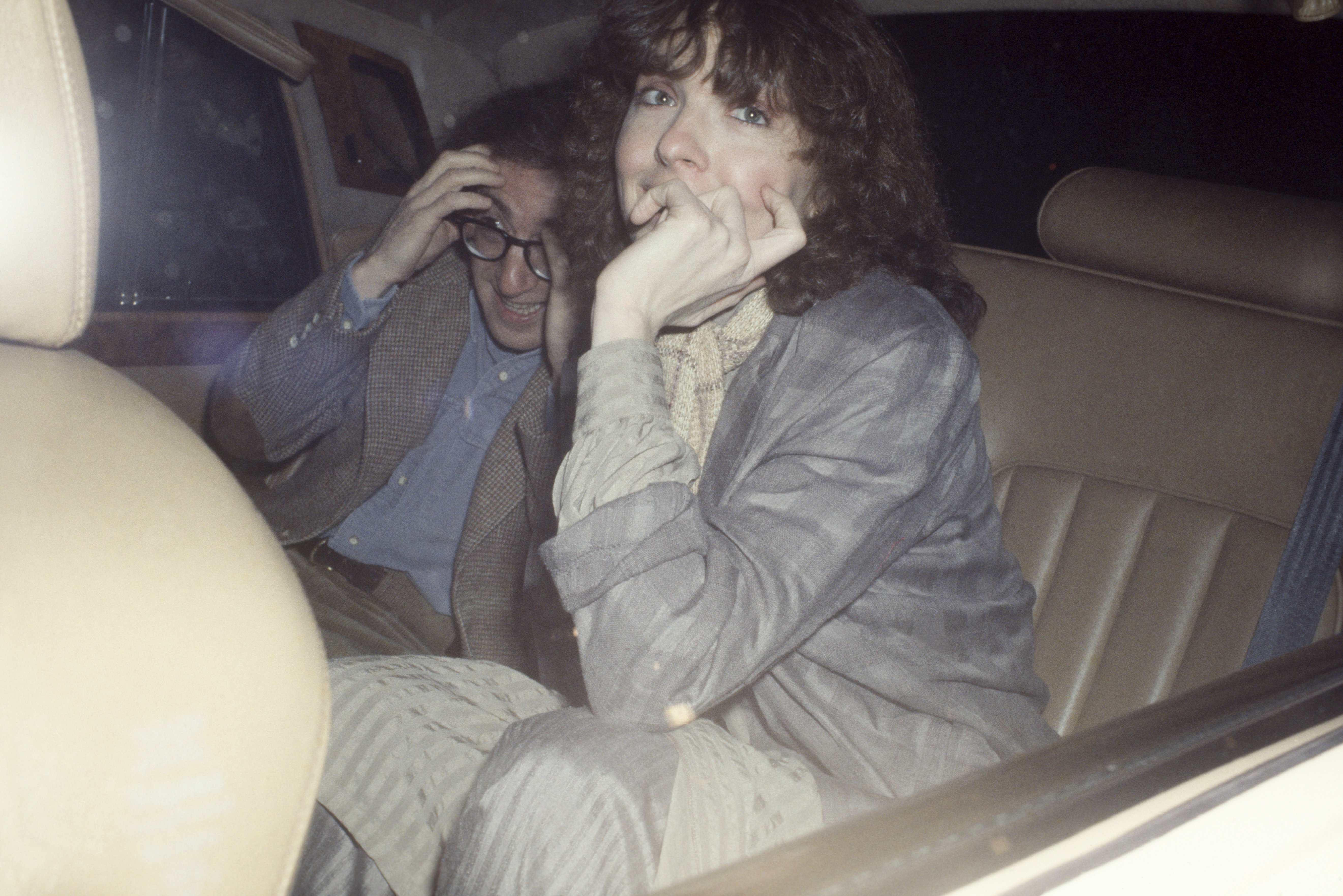 Diane Keaton with Woody Allen in a limousine; circa 1970; New York. | Source: Getty Images