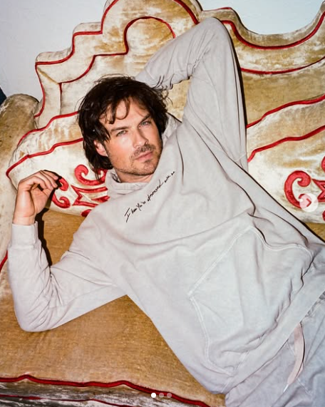 Ian Somerhalder posing on the couch, dated April 2025 | Source: Instagram/iansomerhalder