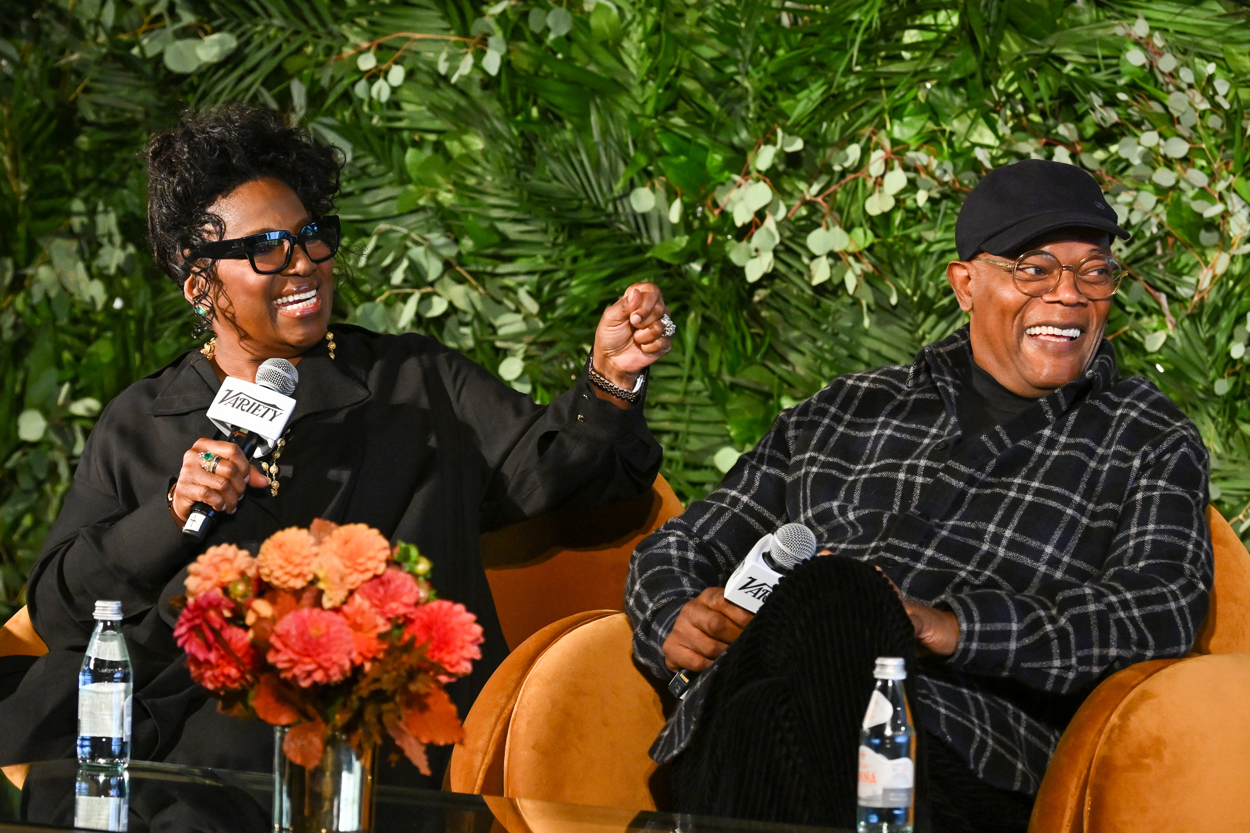 LaTanya Richardson and Samuel L. Jackson speak during Variety Business of Broadway on October 17, 2022, in New York City. | Source:  Getty Images