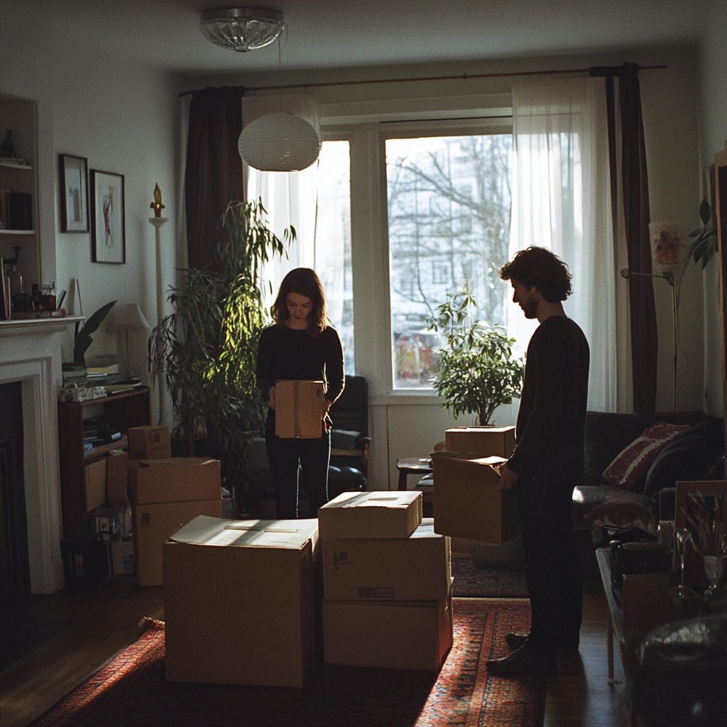 Kate and John packing up | Source: Midjourney