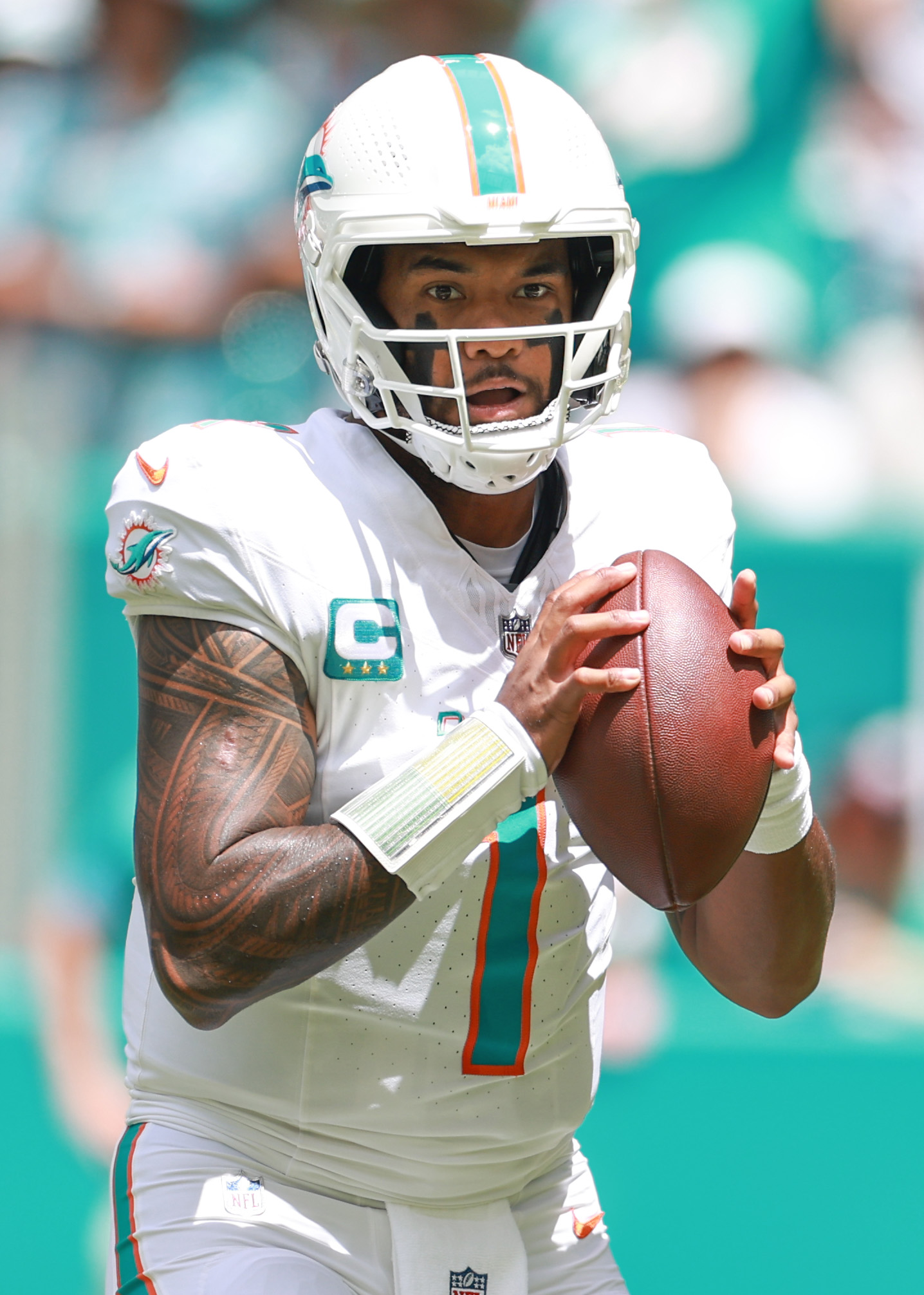 Tua Tagovailoa in action against the Jacksonville Jaguars at Hard Rock Stadium on September 8, 2024, in Miami Gardens, Florida. | Source: Getty Images