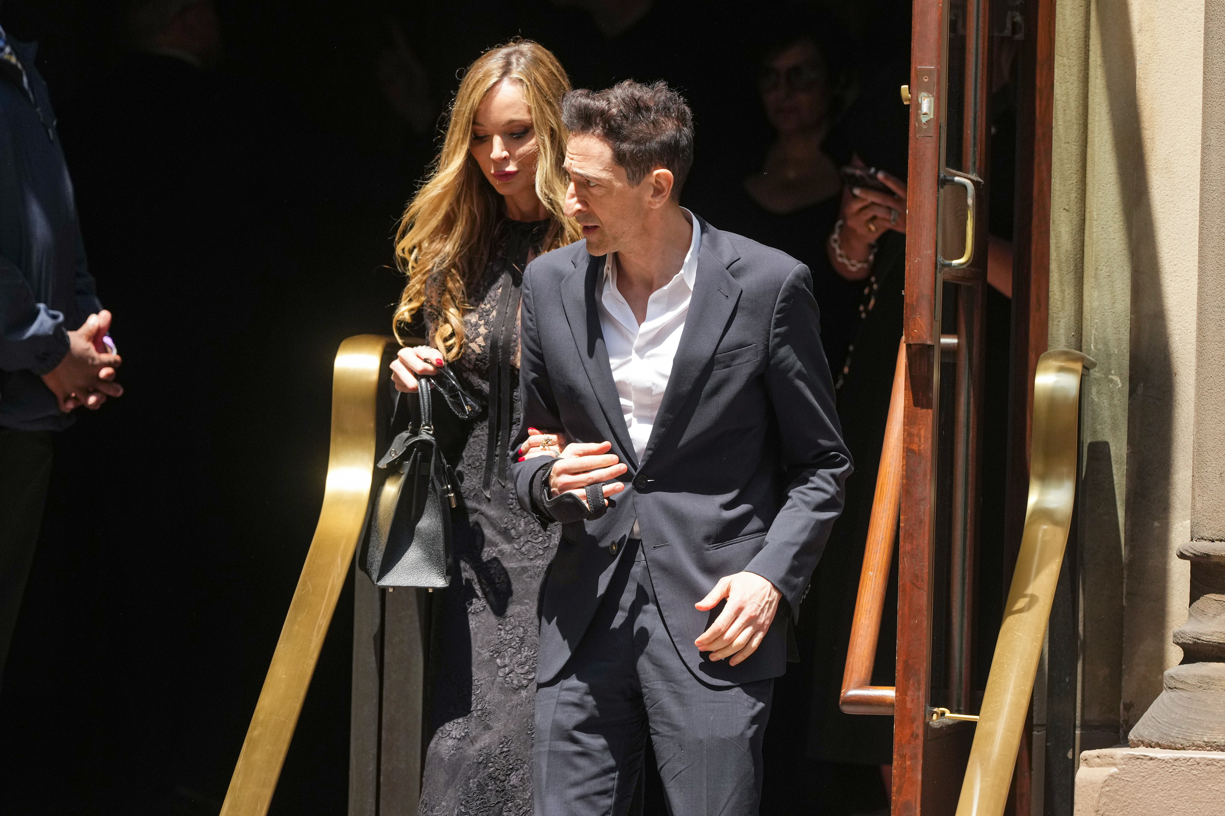 Important actors like Adrien Brody were also seen among the crowd. Georgina Chapman was beside him. | Source: Getty Images