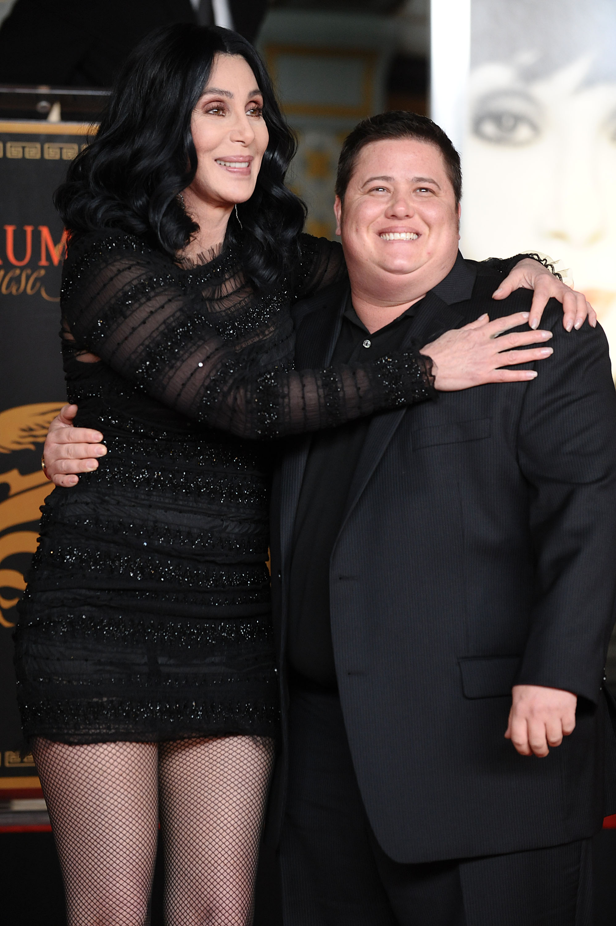 Cher and Chaz Bono attend Cher's hand and footprint ceremony at Grauman's Chinese Theatre in Hollywood, California, on November 18, 2010. | Source: Getty Images