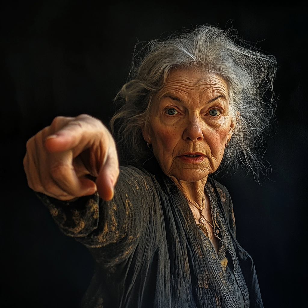 An old woman pointing | Source: Midjourney