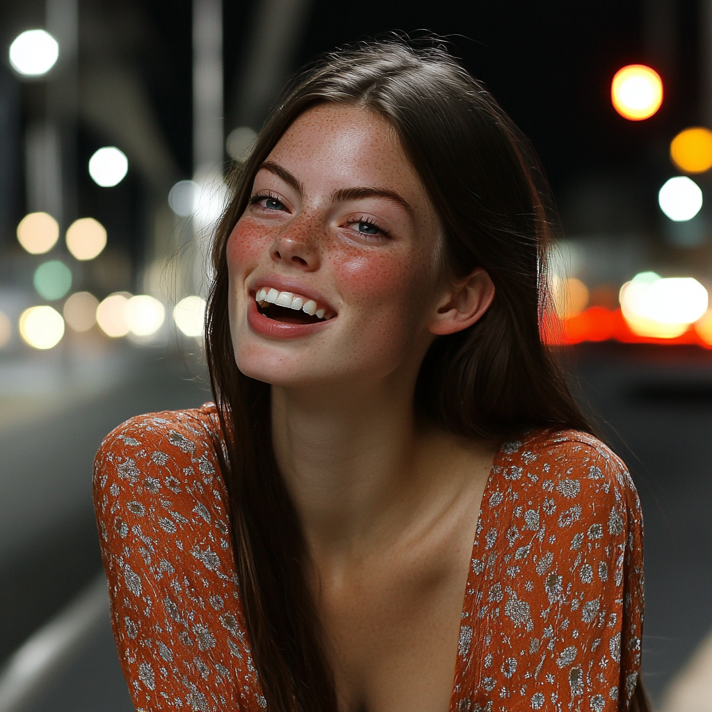 A woman laughing | Source: Midjourney