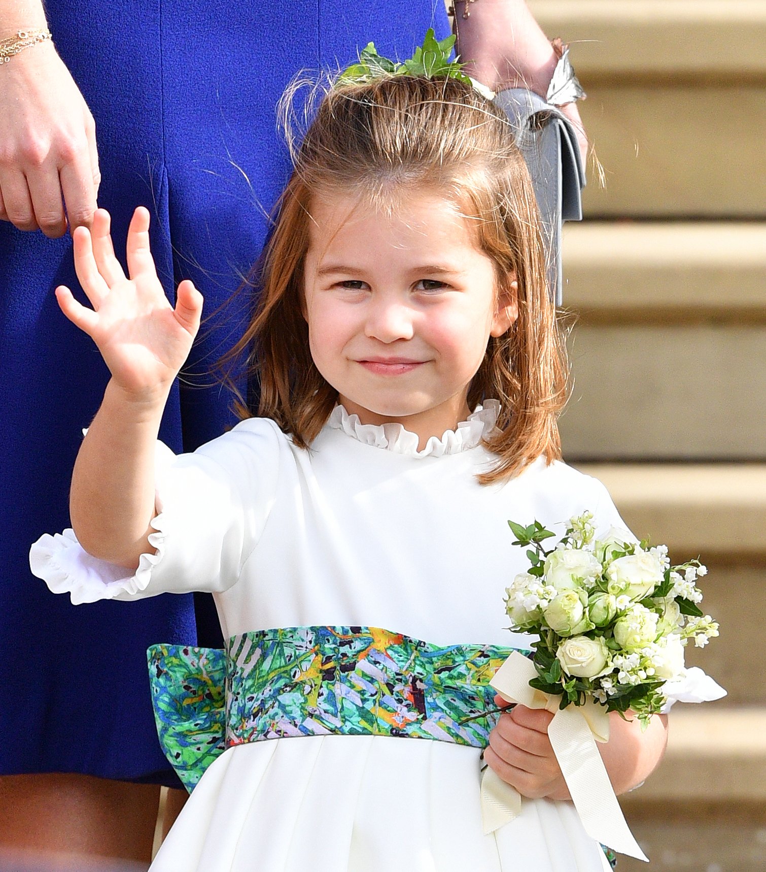 La princesa Charlotte en la boda de la princesa Eugenia y Jack Brooksbank en la capilla de San Jorge el 12 de octubre de 2018 en Windsor, Inglaterra. | Fuente: Getty Images