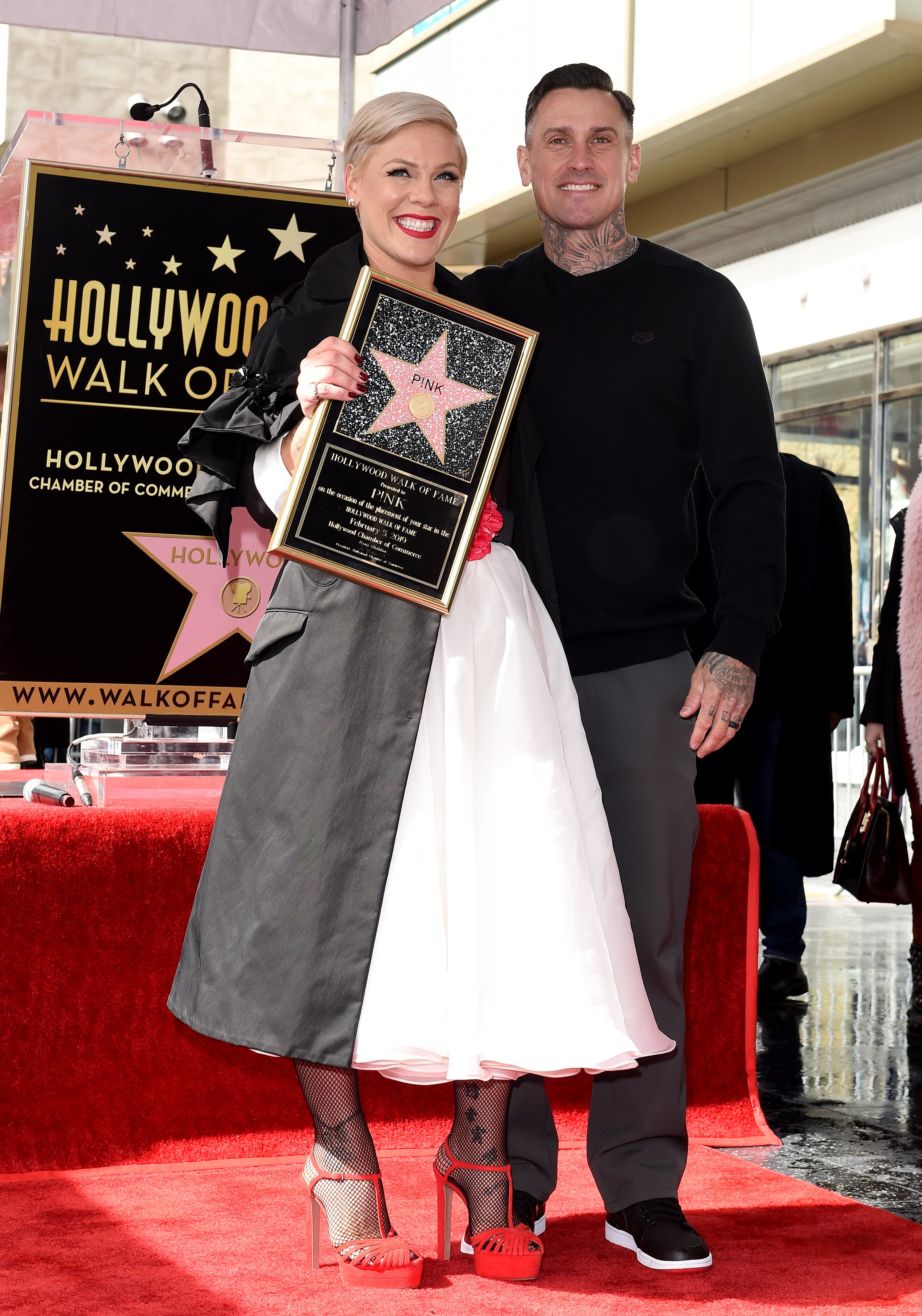Pink and Carey Hart attend the ceremony honoring Pink with a star on the Hollywood Walk of Fame on February 05, 2019 in Hollywood, California. | Source: Getty Images