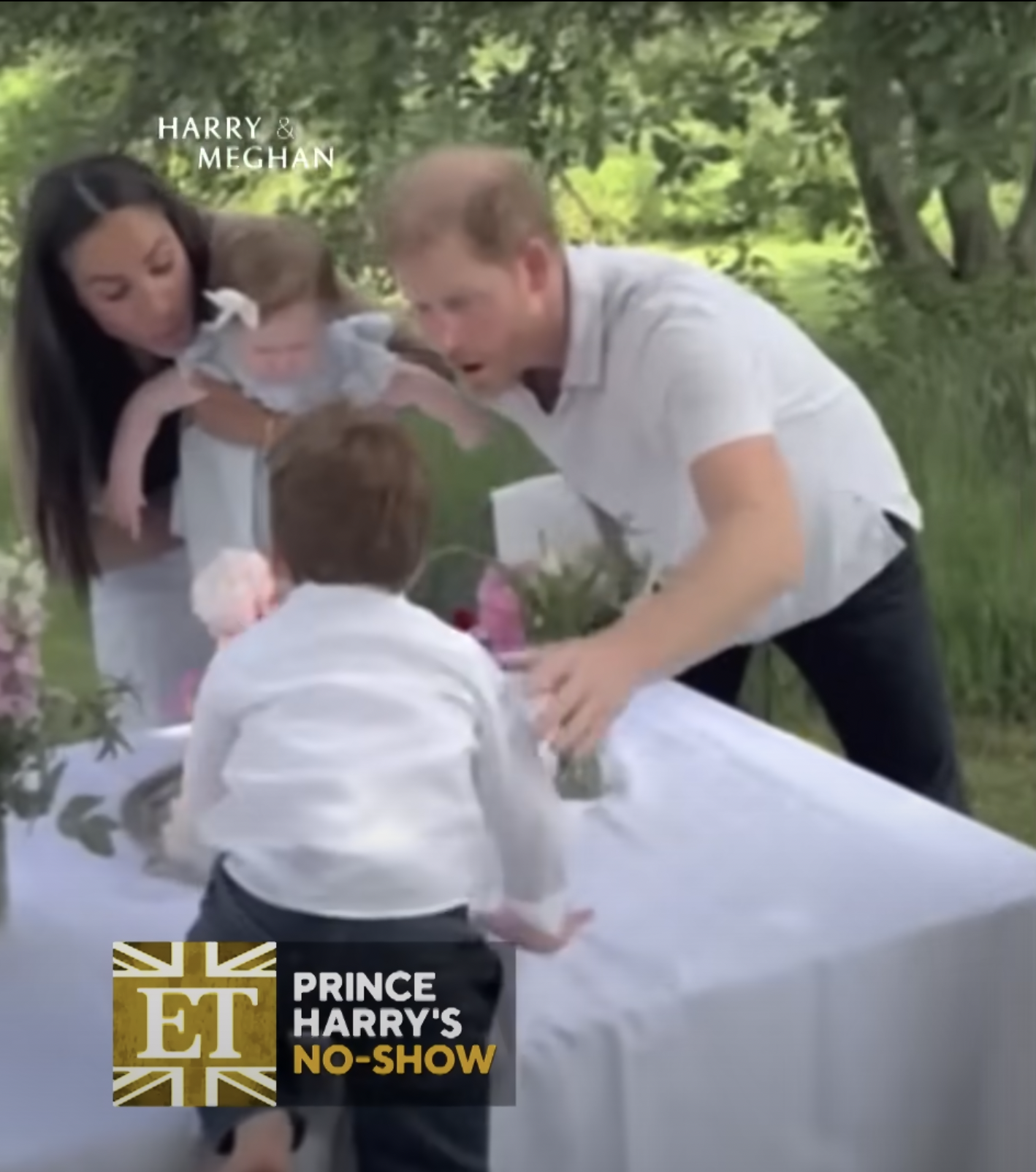 Meghan Markle, Princess Lilibet, Prince Harry and Prince Archie blowing out a birthday cake, posted on June 6, 2023 | Source: YouTube/Entertainment Tonight