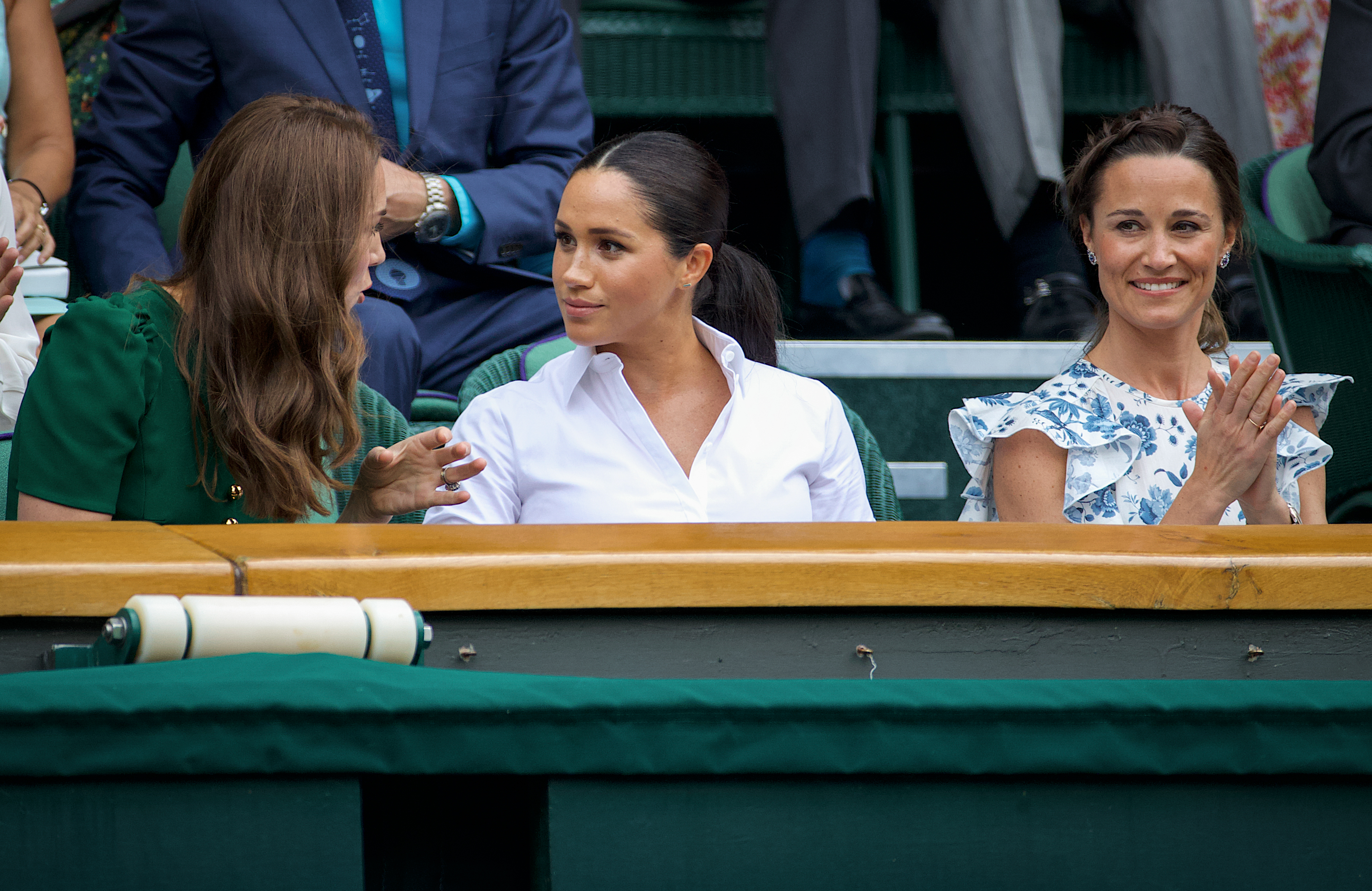 Princess Catherine, Meghan Markle, and Pippa Middleton at Wimbledon 2019 at All England Lawn Tennis and Croquet Club on July 13, 2019 in London, England | Source: Getty Images
