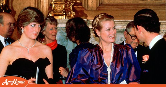Lady Diana Spencer, Princess Grace of Monaco, and Prince Charles, at a fundraising concert and reception on March 9, 1981, in London, United Kingdom. | Source: Tim Graham Photo Library/Getty Images