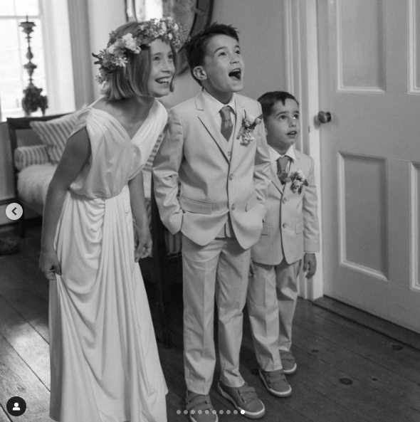 Marlowe, Major and Mateo Martino on their mom's wedding day, posted on July 2, 2024 | Source: Instagram/thehappilyeva