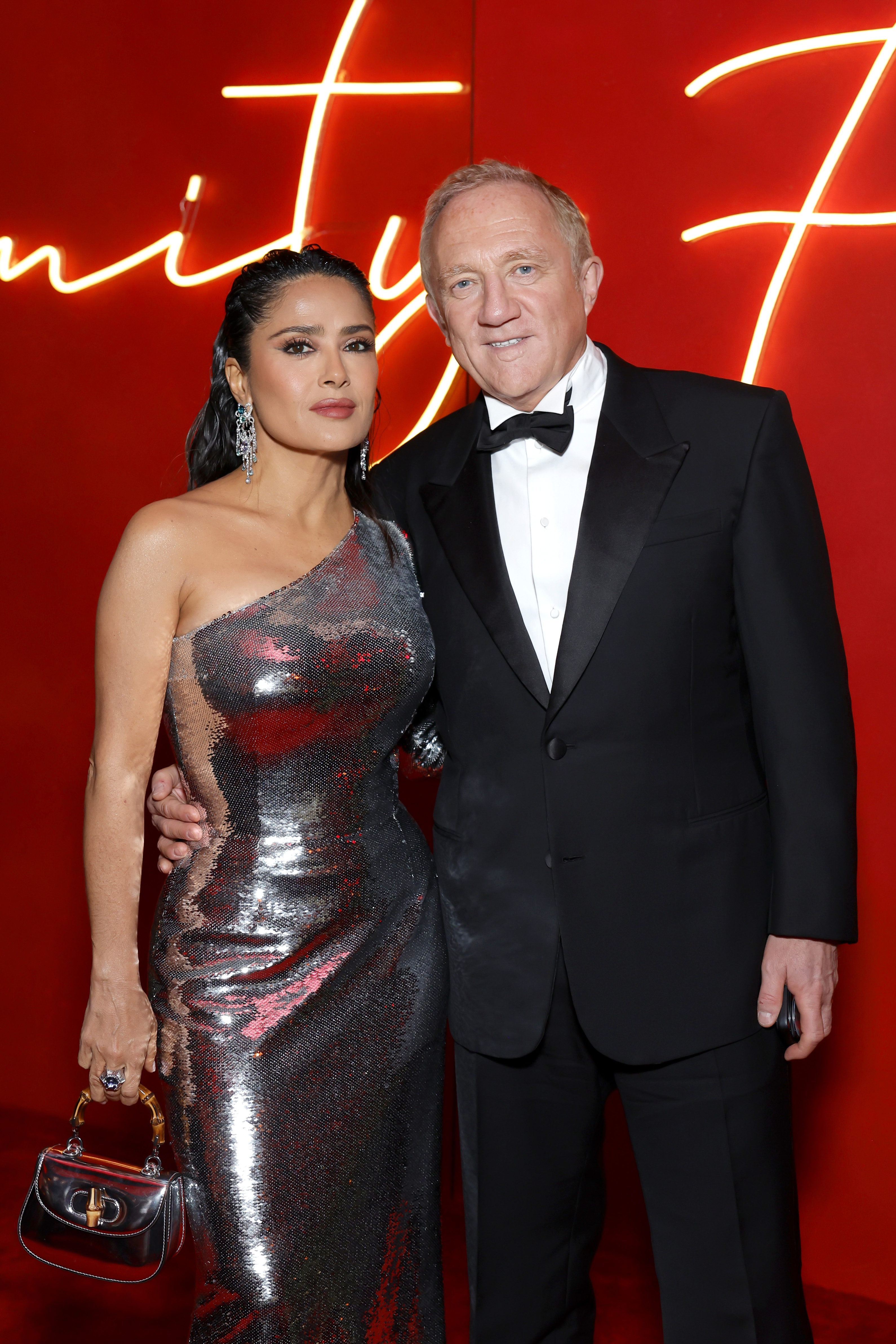 Salma Hayek Pinault and François-Henri Pinault attend the Vanity Fair Oscar Party Hosted By Radhika Jones in Beverly Hills, California, on March 10, 2024. | Source: Getty Images