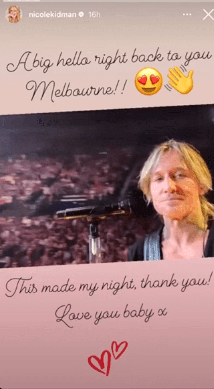 Keith Urban stops a concert in Melbourne to send a video to Nicole Kidman in December 2022 | Source: instagram.com/nicolekidman