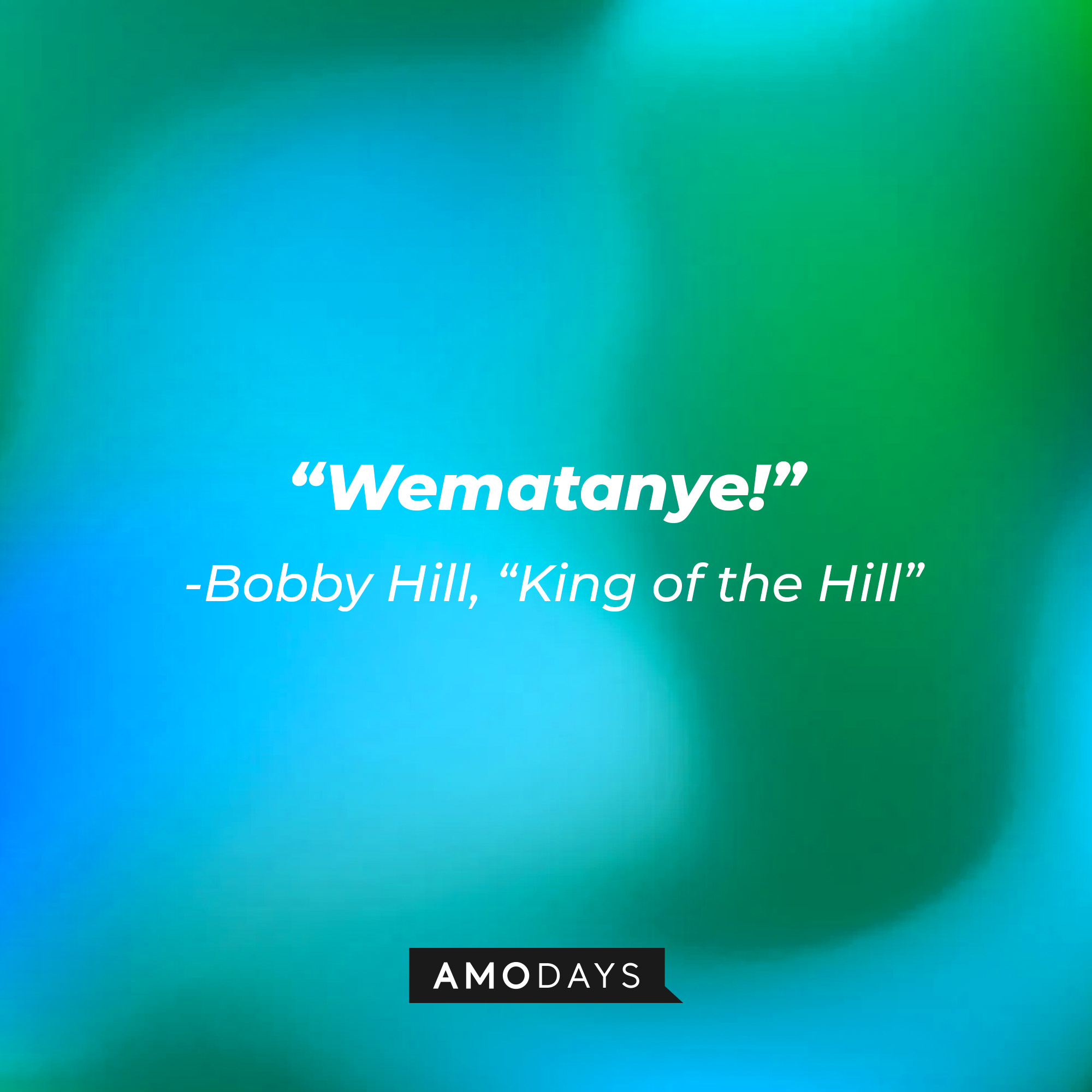Bobby Hill with his quote, "Wematanye!" | Source: facebook.com/kingofthehillfan