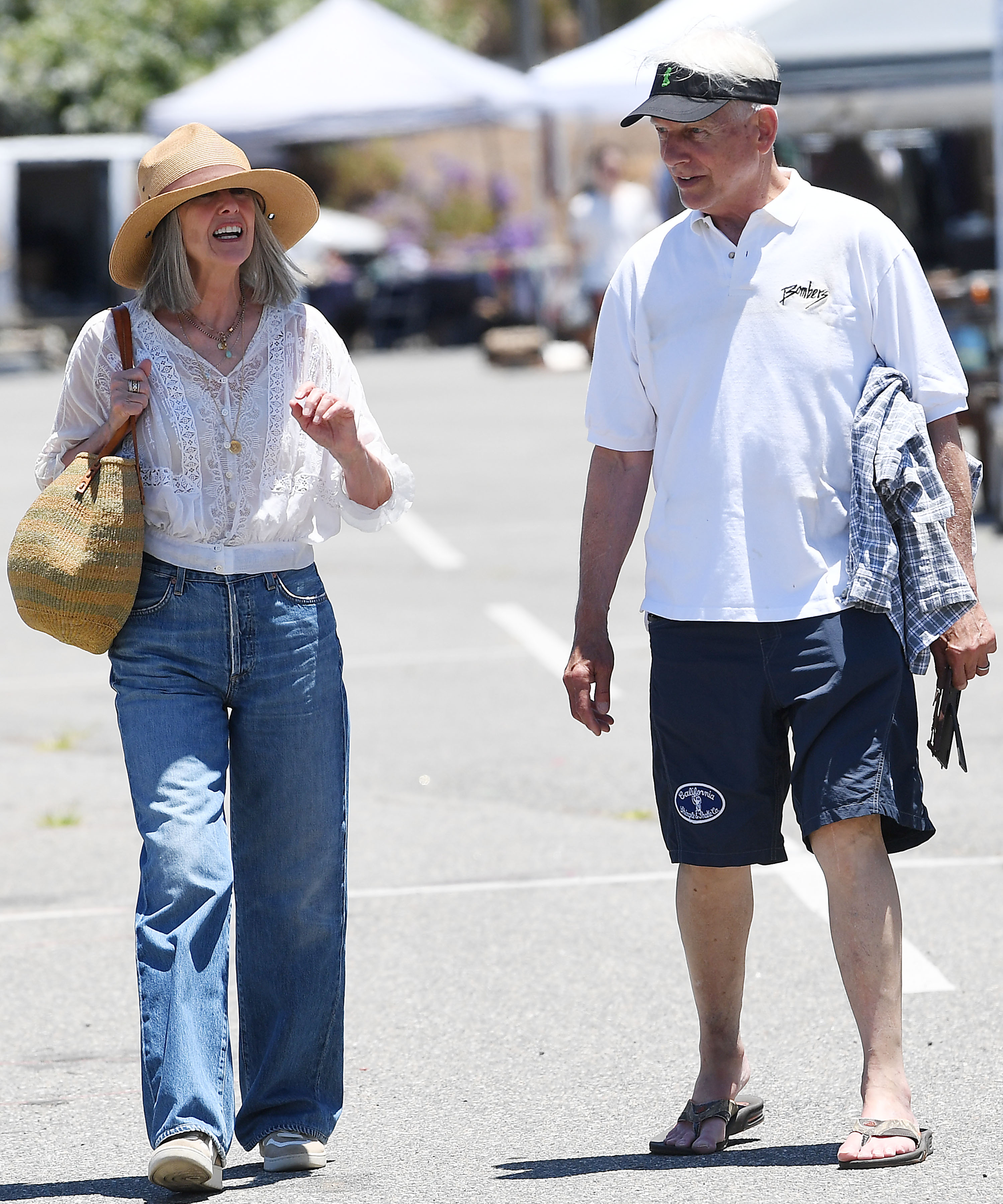 Pam Dawber and Mark Harmon photographed at a flea market on June 30, 2024, in Santa Monica, California. | Source: Getty Images