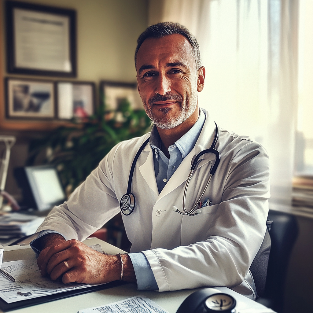 A doctor sitting at his desk | Source: Midjourney