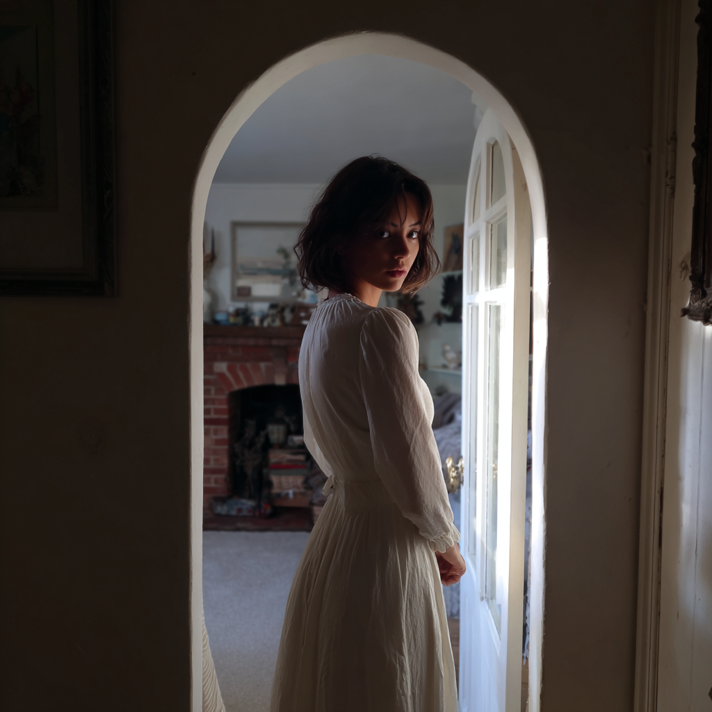 A woman wearing a long white dress | Source: Midjourney