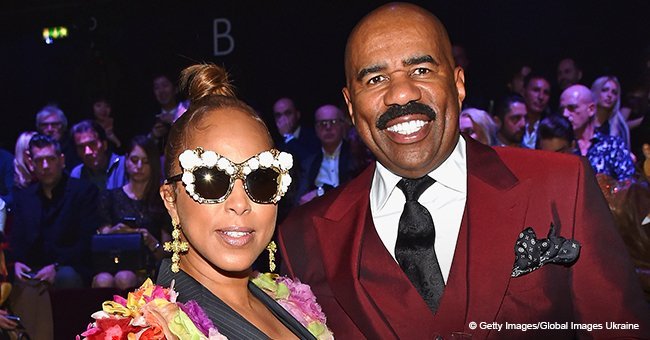 Steve Harvey's wife leaves little to the imagination in tiny shorts and jacket in pic with husband 