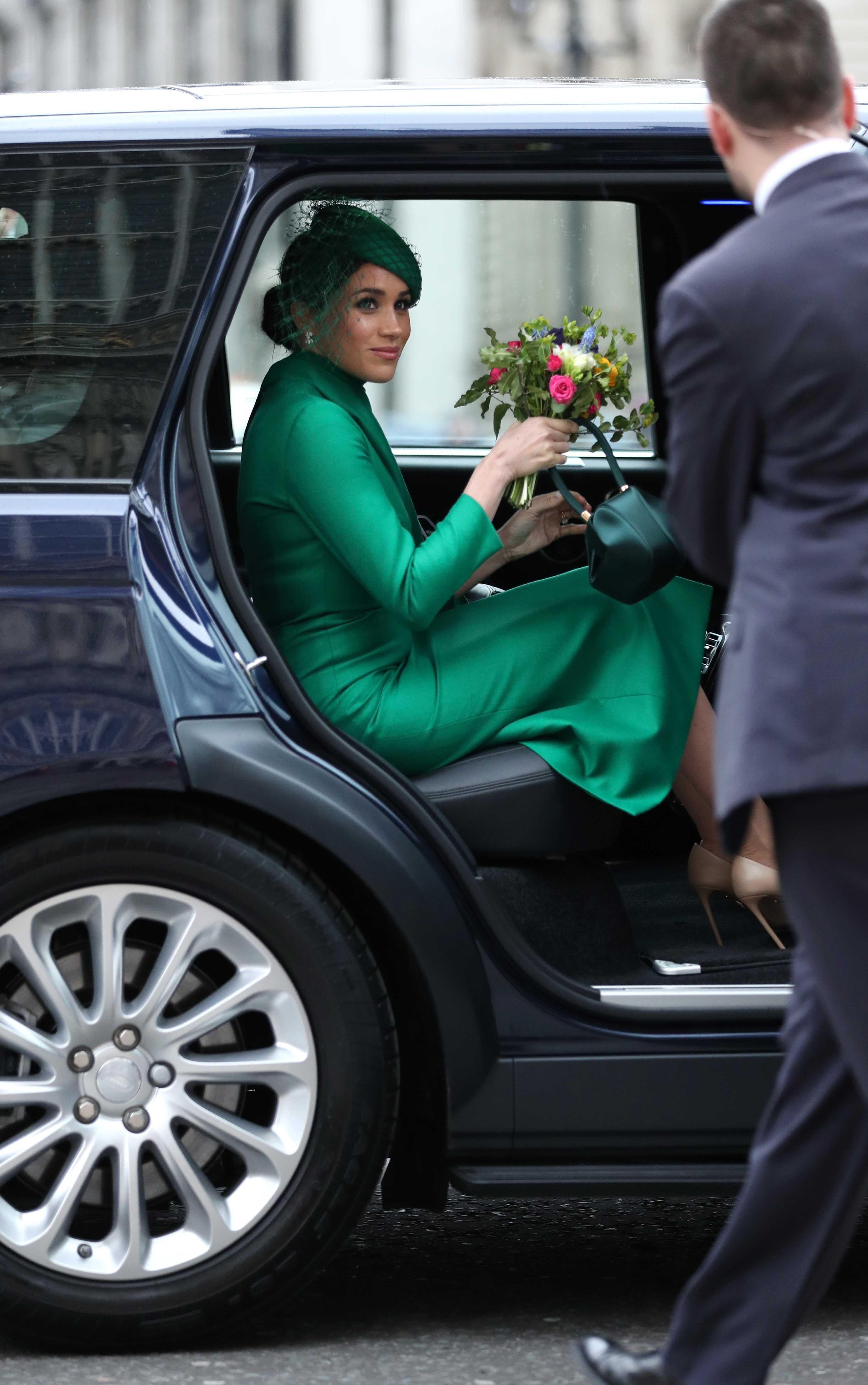 Duchess Meghan leaving after attending the Commonwealth Service at Westminster Abbey, London March 9, 2020. | Photo: Getty Images