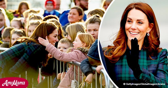 Kate Middleton in a checkered coat bewitched a girl from the crowd who asked to touch her hair