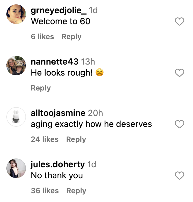 Screenshot of comments on Just Jared's Instagram post. | Source: Instagram/JustJared