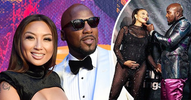 Jeannie Mai and Jeezy at Tyler Perry Studios grand opening gala on October 05, 2019, and on the right, a photo of the couple at a birthday party | Photo: Getty Images   instagram.com/thejeanniemai 