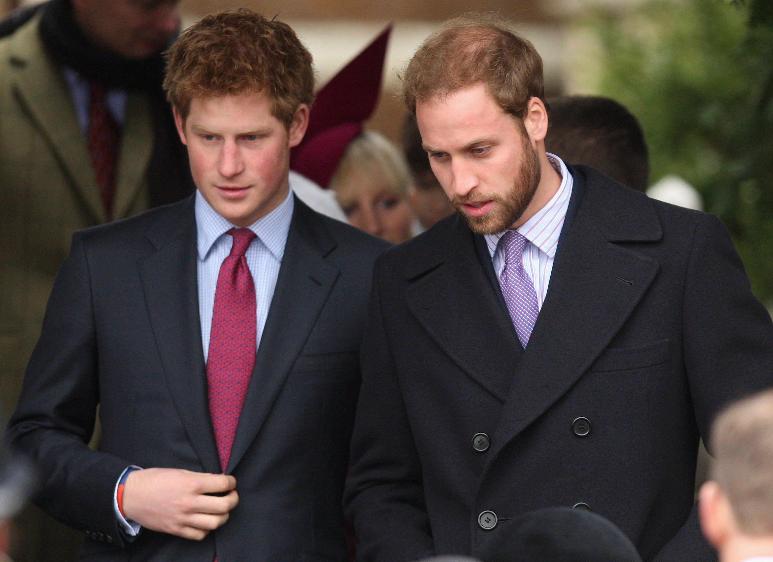 Prince Harry and Prince William attend the Christmas Day church service at St Mary's Church on December 25, 2008, in Sandringham, England. | Source: Getty Images