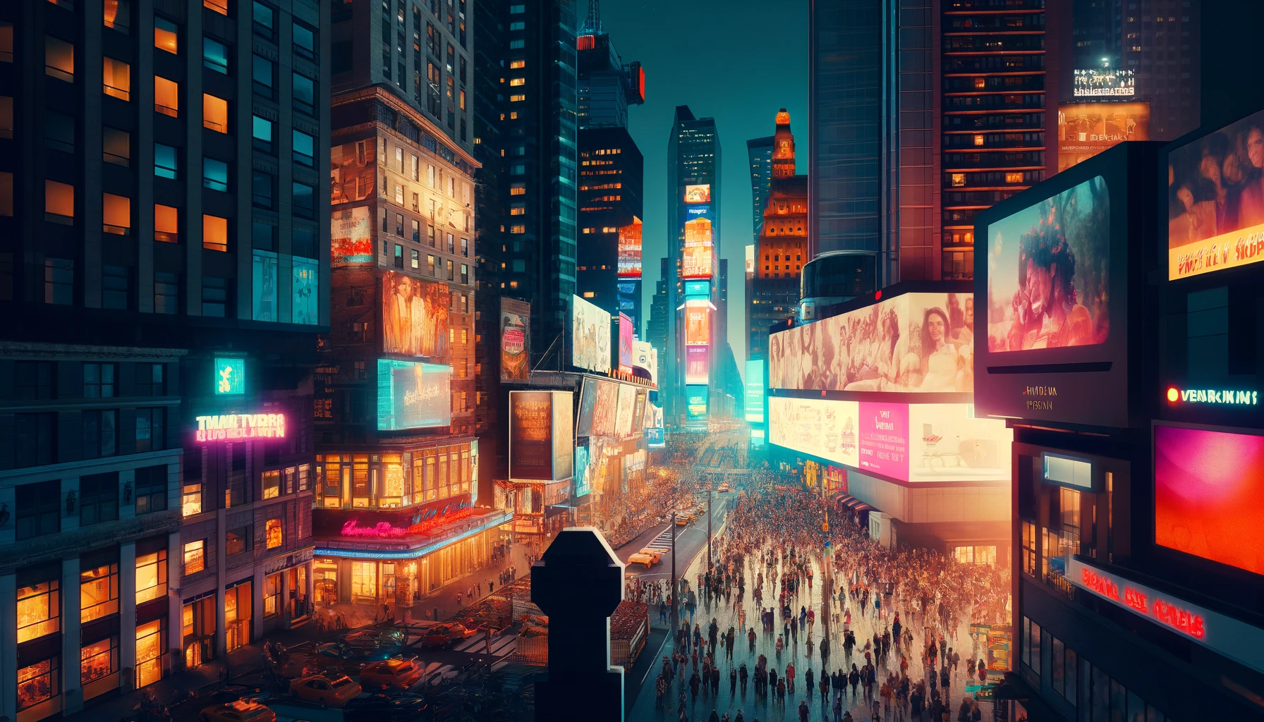 A depiction of New York's Times Square at night | Source: DALL-E