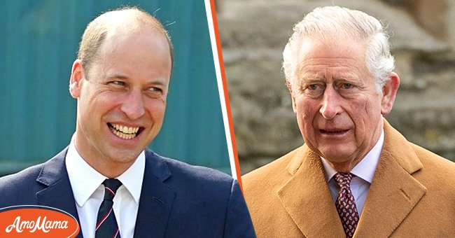 A Smiling Prince William looking at surprised Prince Charles | Photo: Getty Images