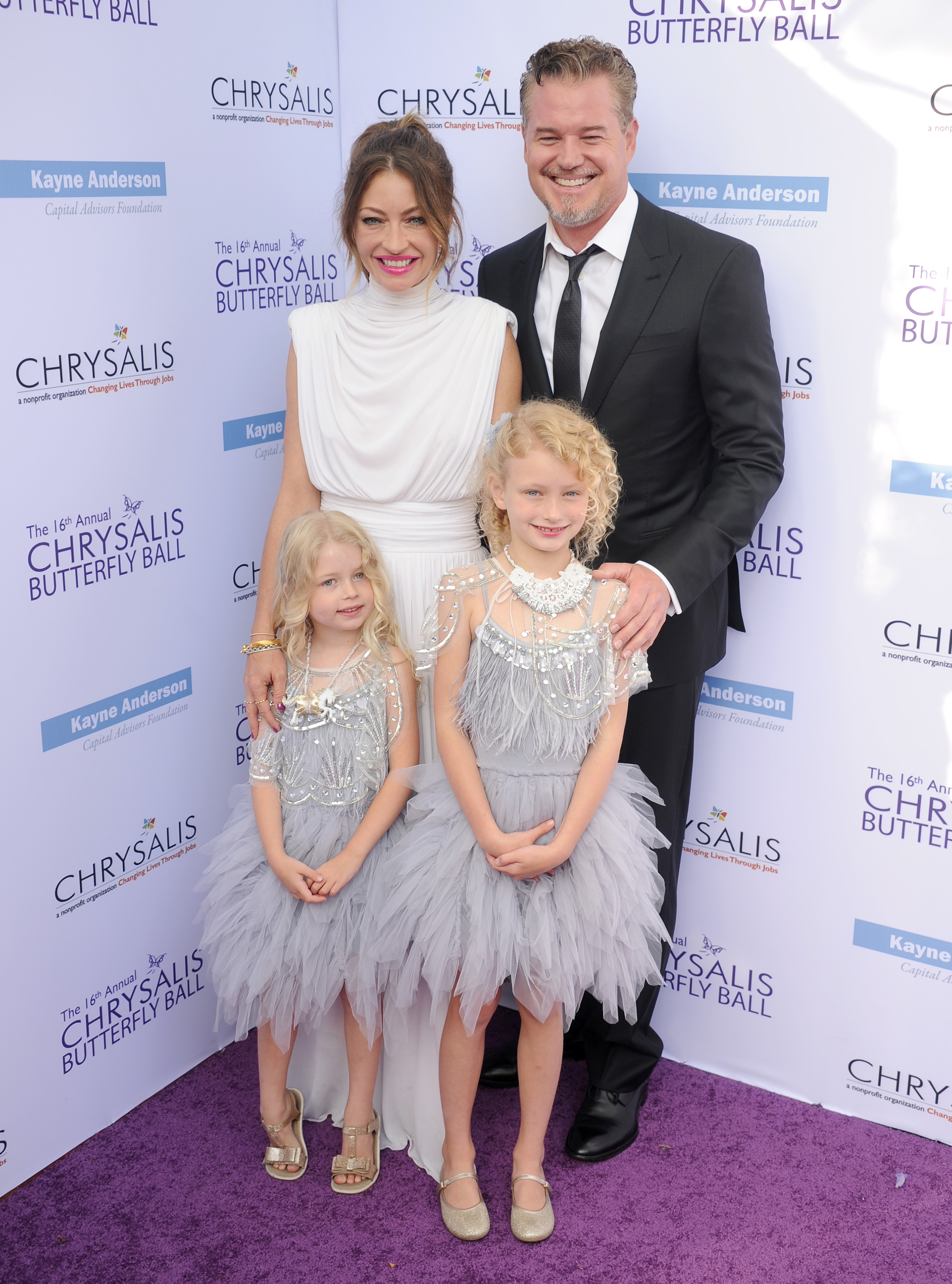 Rebecca Gayheart, Eric Dane, Georgia Geraldine, and Billie Beatrice arrive on June 3, 2017, in Brentwood, California | Source: Getty Images