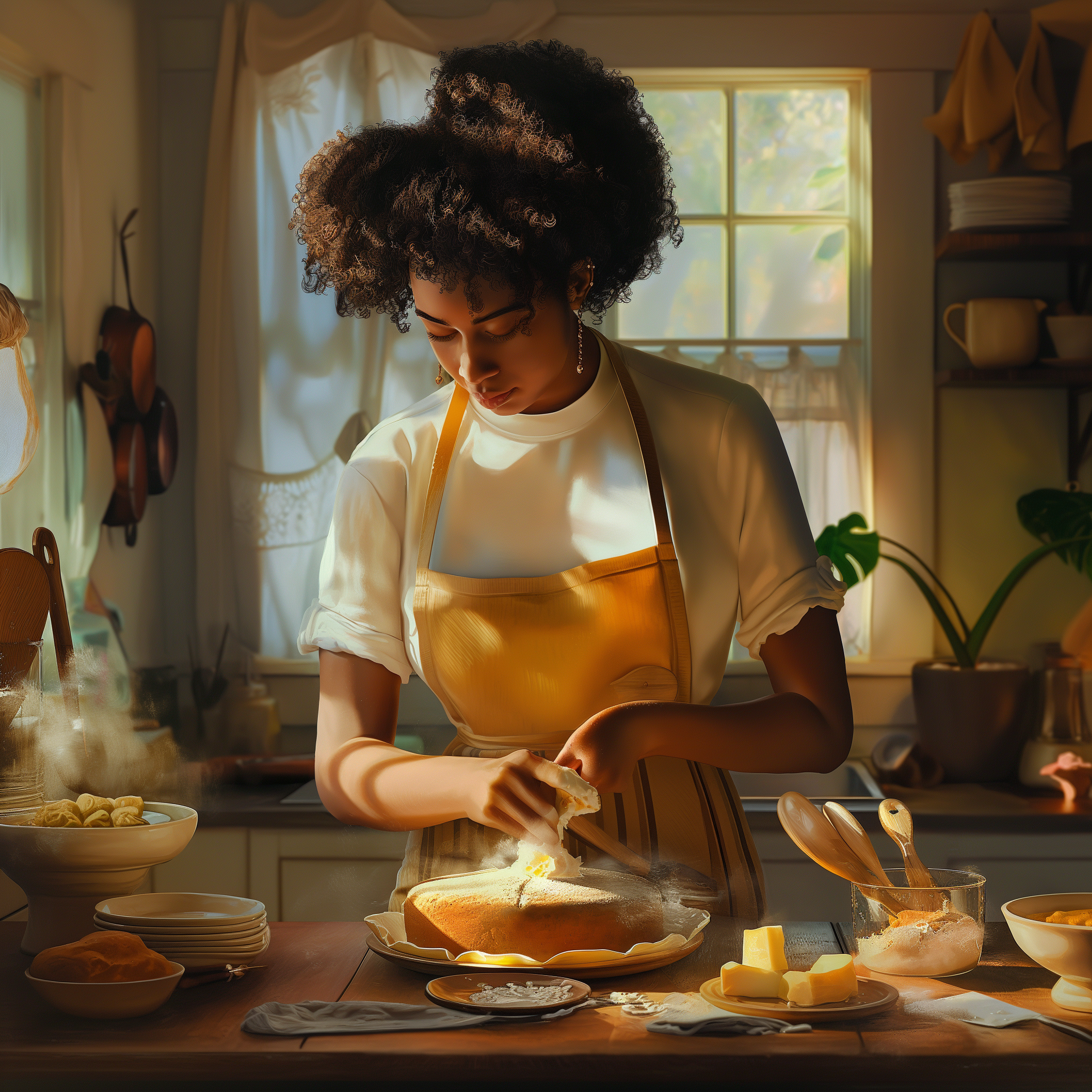 A woman baking a cake | Source: Midjourney
