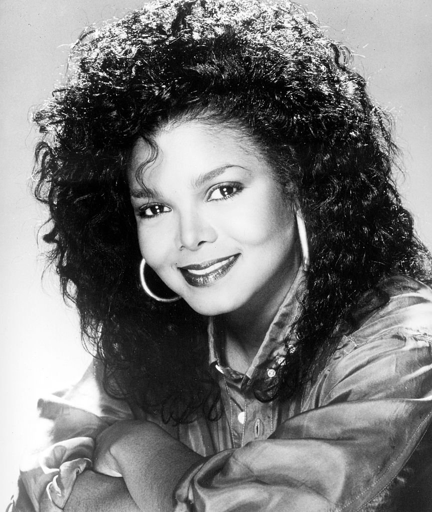 Janet Jackson in a black and white portrait, circa 1972. | Source: Getty Images