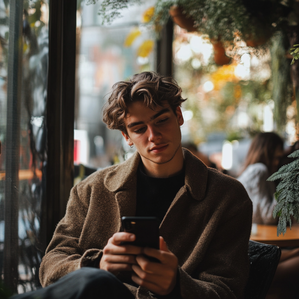 Man scrolling through his phone | Source: Midjourney