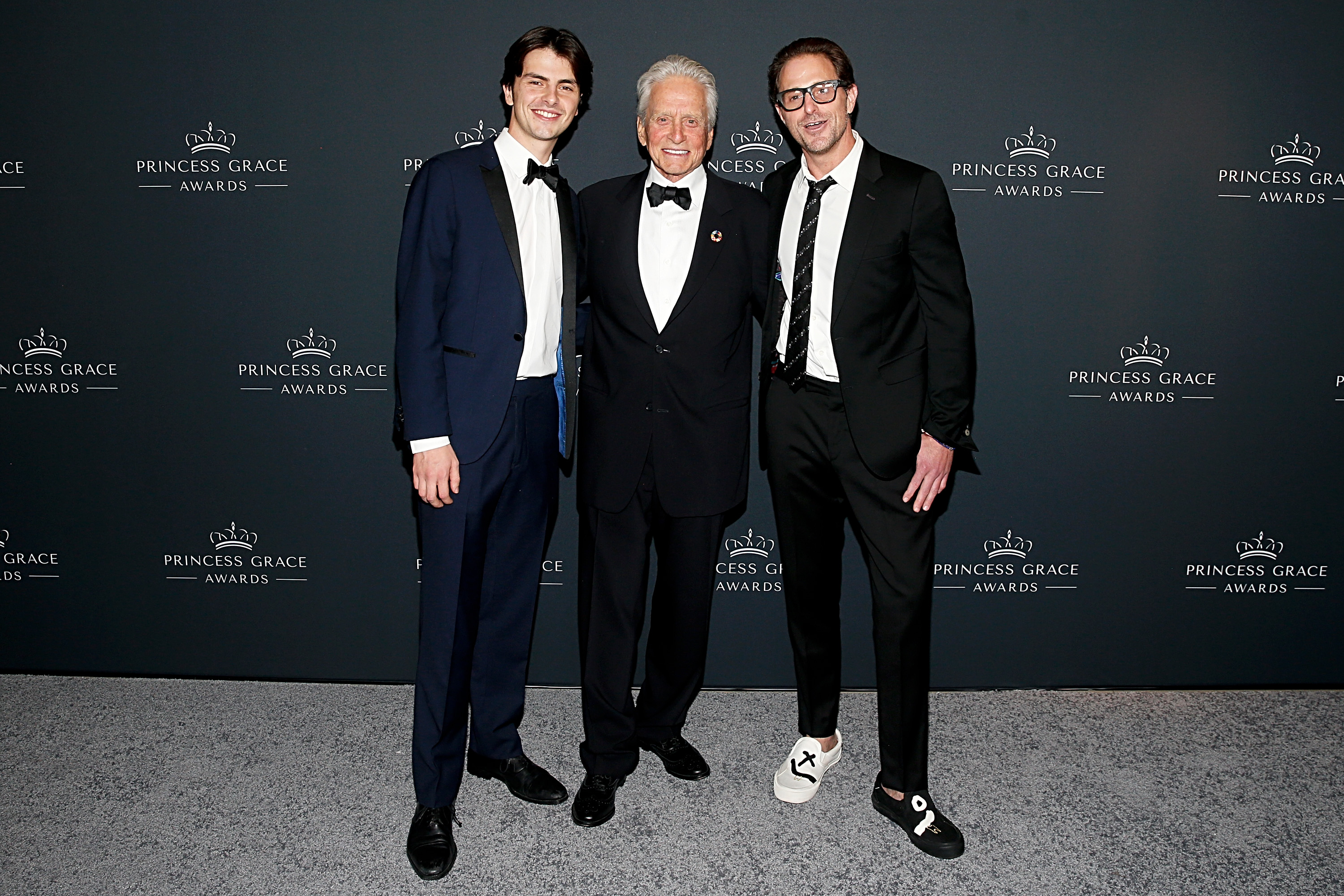 Dylan Douglas, Michael Douglas and Cameron Douglas attend the Princess Grace Awards 40th Anniversary Gala on October 23, 2024, in New York City. | Source: Getty Images