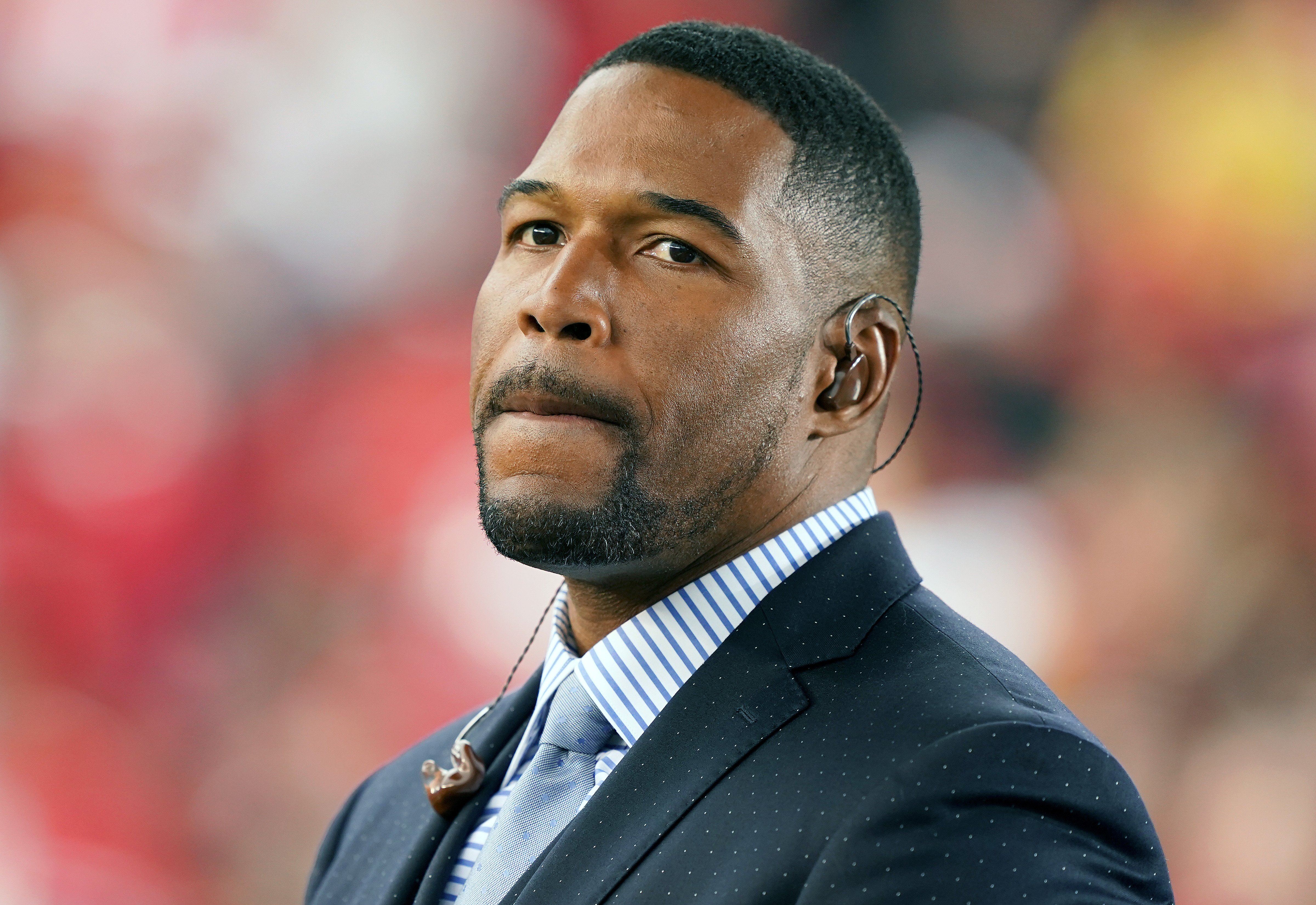 Michael Strahan looks on prior to the NFC Championship game at Levi's Stadium on January 19, 2020 in Santa Clara, California. | Source: Getty Images