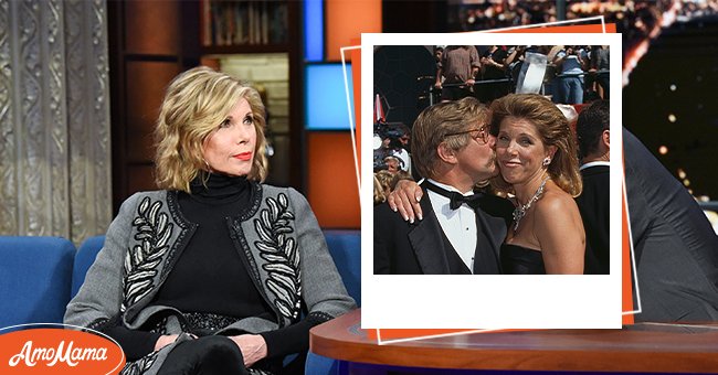 "The Late Show with Stephen Colbert" and guest Christine Baranski during Thursday's March 14, 2019 show. (left), American actor and playwright Matthew Cowles (1944-2014) and his wife, American actress and singer Christine Baranski attend the 50th Annual Primetime Emmy Awards, held at the Shrine Auditorium in Los Angeles, California on September 13, 1998. (right) | Photo: Getty Images